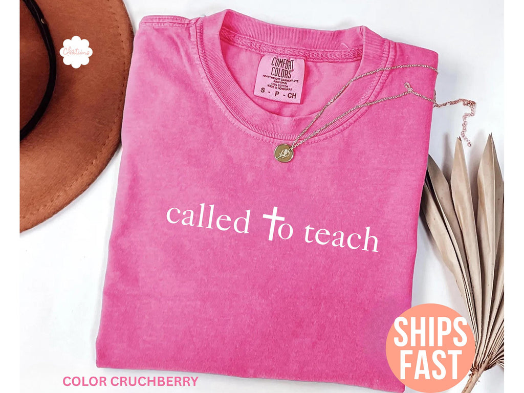 Comfort Colors Christian Teacher Teacher Appreciation Bible School Religious Christian School Minimalist Tee (1)