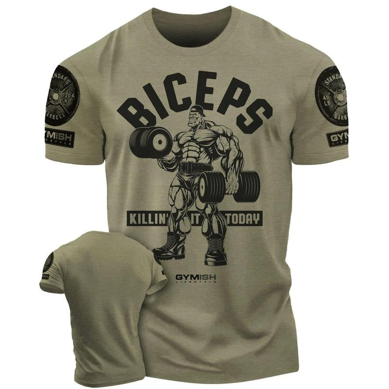 032. BICEPS Killin' It Funny Motivational Workout Gym T-Shirt for Men Hoodie, Sweatshirt | RetroVerseTees.com
