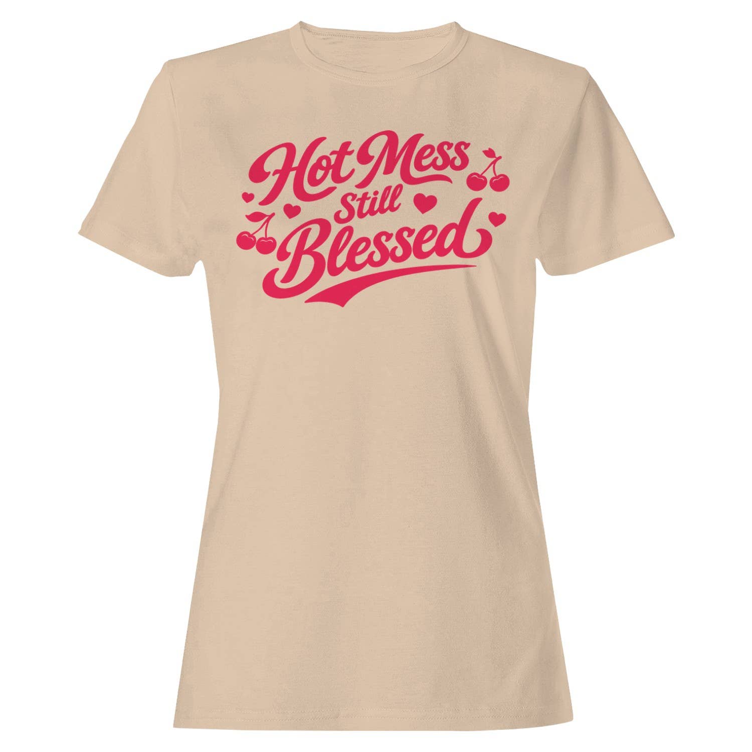 Hot Mess Still Blessed Cherry Hearts Women's T-Shirt