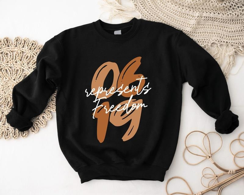 06 19 Represents Freedom Sweatshirt, Independence Day Hoodie, Black History Month Sweatshirt, Juneteenth Hoodie, Unisex Freedom Gift Sweater, Different Races Skin Hoodie. Casual Fabric