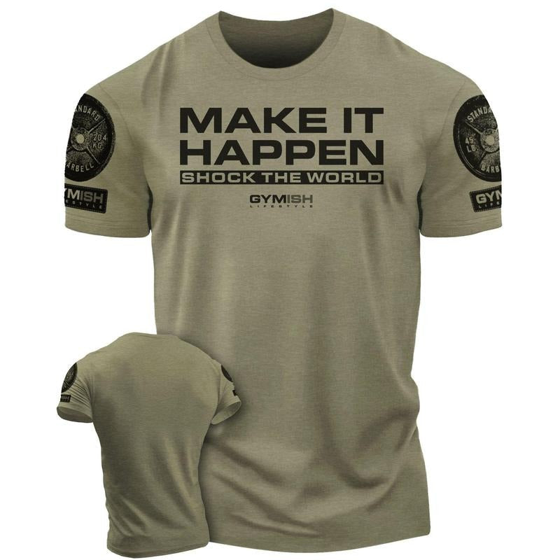061. Shock The World Funny Workout Gym T-Shirt for Men Hoodie, Sweatshirt | RetroVerseTees.com