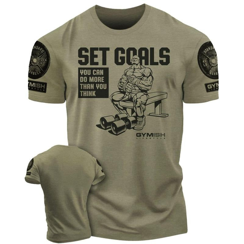 071. SET GOALS Funny Workout Gym T-Shirt for Men Hoodie, Sweatshirt | RetroVerseTees.com