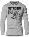 071. SET GOALS Lightweight Workout Long Sleeve Hooded Gym T-shirt for Men Soft Cotton Menswear Hoodie, Sweatshirt