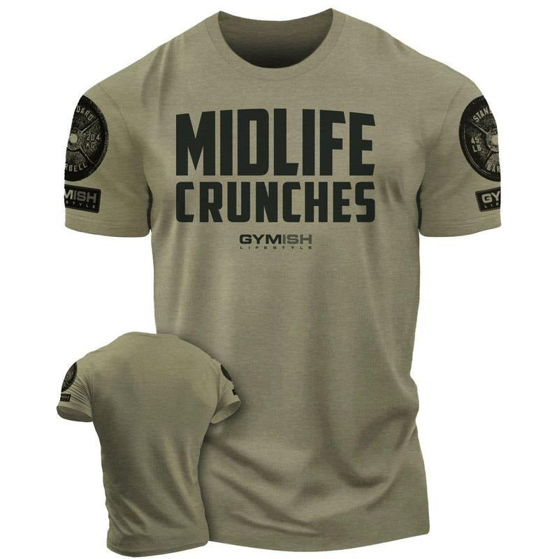 082. Gymish Lifestyle Midlife Crunches Funny Motivational Workout Gym T-shirts for Men Hoodie, Sweatshirt