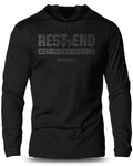 087. Rest At The End Lightweight Workout Long Sleeve Hooded Gym T-shirt for Men Soft Cotton Menswear Hoodie, Sweatshirt