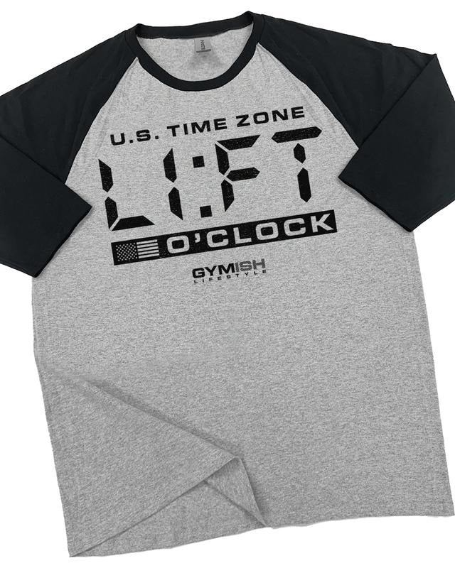 089. RAGLAN LIFT O'Clock Funny Workout Gym T-Shirt for Men Hoodie, Sweatshirt | RetroVerseTees.com