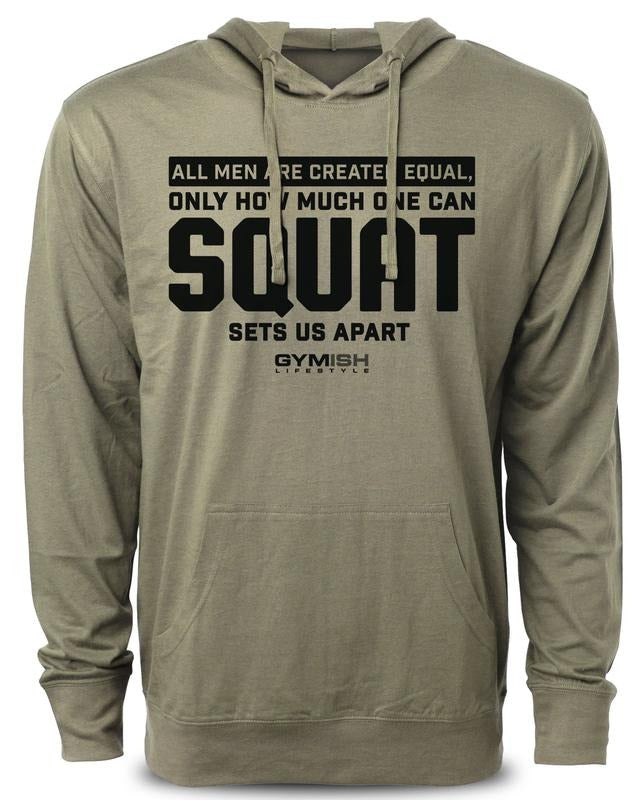 090. Created Equal Squat Funny Workout Gym Hoodie for Men Cotton Menswear T-Shirts, Sweatshirt | RetroVerseTees.com