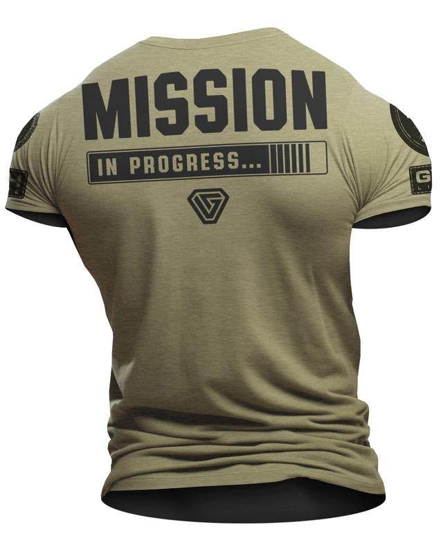 099. Mission In Progress Back Design Funny Workout Gym T-Shirt for Men Hoodie, Sweatshirt | RetroVerseTees.com