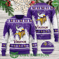 Minnesota Vikings with Purple Christmas Hat 3D Ugly Sweater