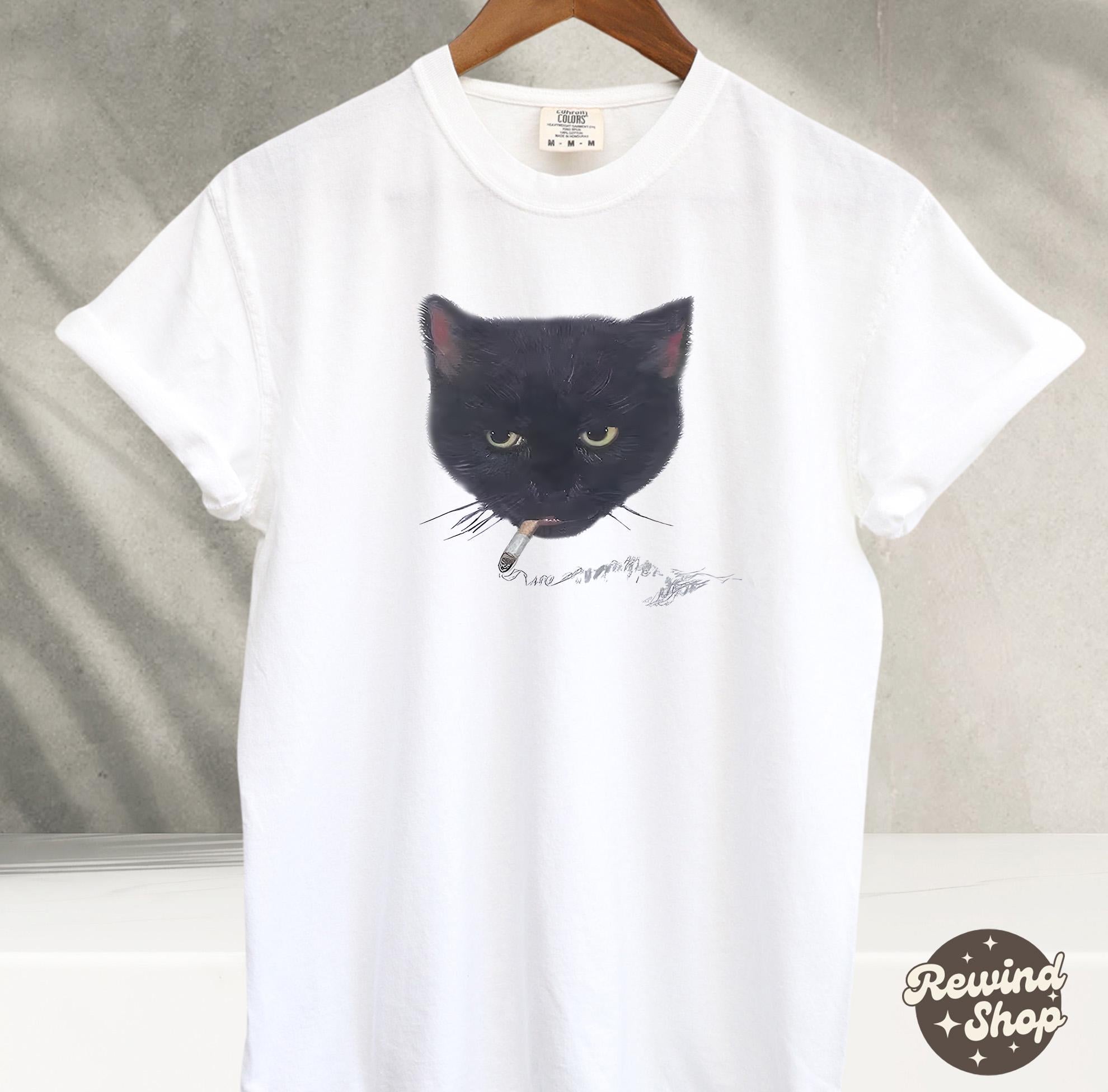 Black Cat Smoking Y2k Kitty Vintage Cat Comfort Colors Alt (2)