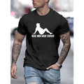 1 pc, 100% cotton T-shirt, Funny Print Men's Crew Neck Fashionable Short Sleeve Sports T-shirt, Comfortable And...