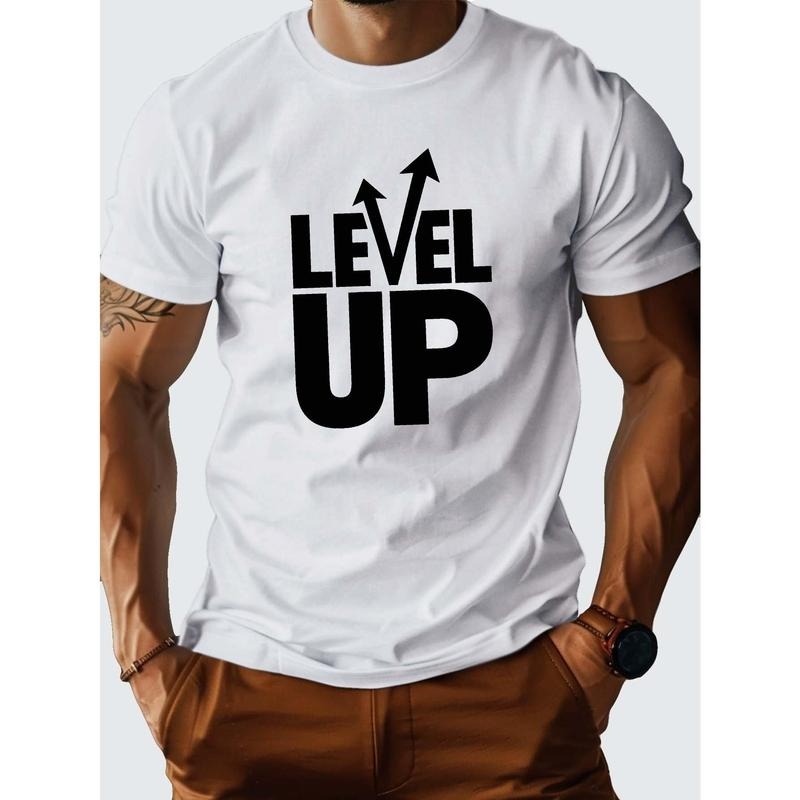 1 pc, 100% cotton T-shirt, LEVEL UP Pure Cotton Men's Tshirt Comfort Fit Made in USA Hoodie, Sweatshirt | RetroVerseTees.com