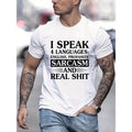 1 pc, 100% cotton T-shirt, Mens Sarcasm Tee - Short Sleeve Cotton Blend, Stretchy & Comfortable, Bold Graphic Prints for...