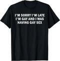 [100% Cotton] I'm Sorry I'm Late I'm Gay And I Was Having Gay Sex T-Shirt Hoodie, Sweatshirt | RetroVerseTees.com
