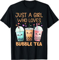 [100% Cotton] Just A Girl Who Loves Bubble Tea Cute Kawaii Boba Tea Girls T-Shirt Hoodie, Sweatshirt | RetroVerseTees.com
