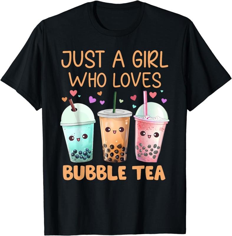 [100% Cotton] Just A Girl Who Loves Bubble Tea Cute Kawaii Boba Tea Girls T-Shirt Hoodie, Sweatshirt | RetroVerseTees.com