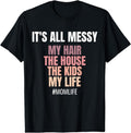 [100% Cotton] My Hair TNF House TNF Life Mouthless cat'WB shield Spiky hair fighters Messy shirt Momlife T-Shirt Summer...