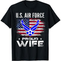 [100% Cotton] U.S Air Force Proud Wife With American Flag Gift Veteran T-Shirt Hoodie, Sweatshirt | RetroVerseTees.com