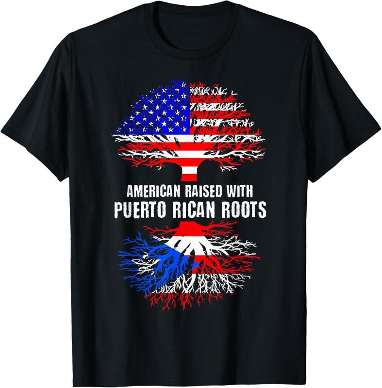 100% Cotton American Raised With Puerto Rican Roots USA Flag Puerto Rico T-Shirt Hoodie, Sweatshirt | RetroVerseTees.com