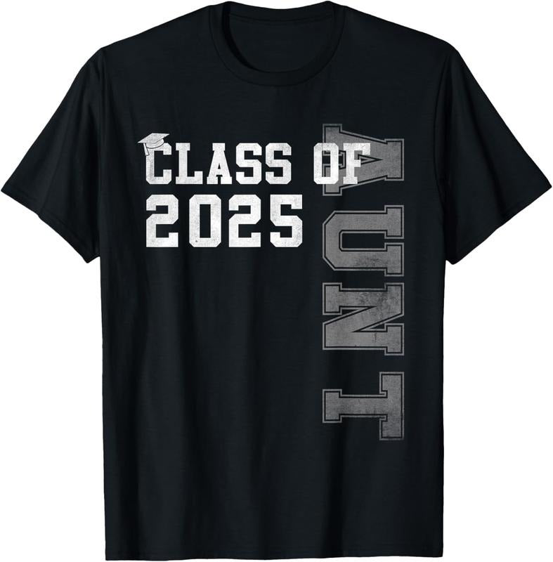 100% Cotton Aunt Senior 2025 Proud Auntie Of A Class Of 2025 Graduation T-Shirt Hoodie, Sweatshirt | RetroVerseTees.com