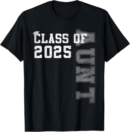 100% Cotton Aunt Senior 2025 Proud Auntie Of A Class Of 2025 Graduation T-Shirt Hoodie, Sweatshirt | RetroVerseTees.com