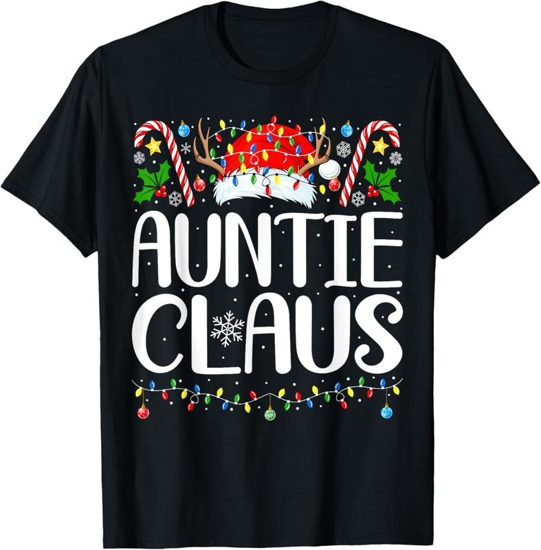 100% Cotton Auntie Claus Christmas Aunt Xmas Matching Family Christmas T-Shirt Hoodie, Sweatshirt | RetroVerseTees.com