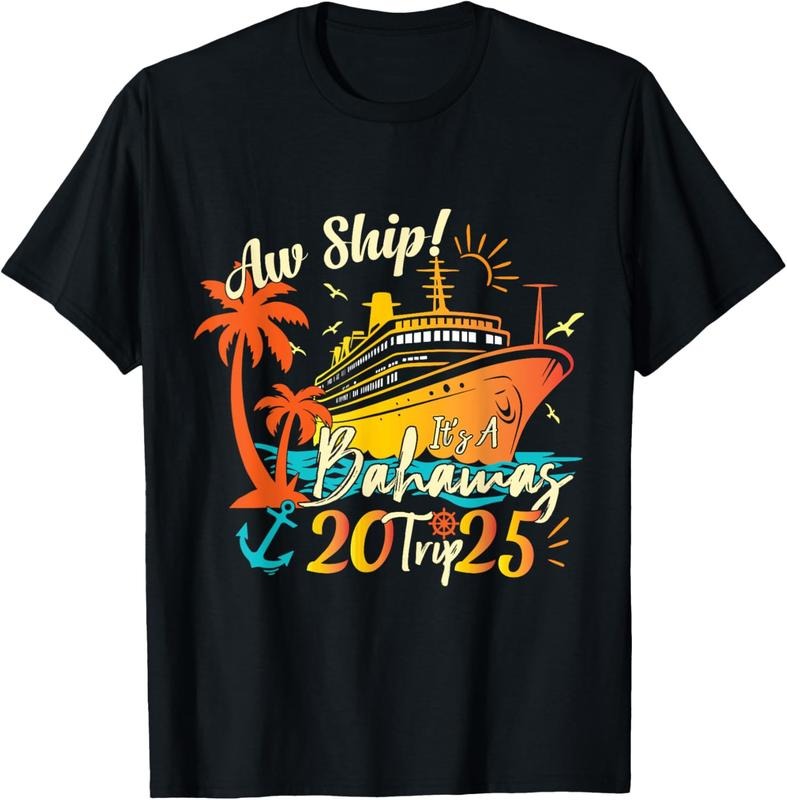 100% Cotton Aw Ship It's A Bahamas Trip 2025 Bahamas Cruise 2025 T-Shirt Hoodie, Sweatshirt | RetroVerseTees.com