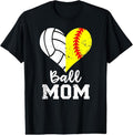 100% Cotton Ball Mom Heart Funny Softball Volleyball Mom T-Shirt Hoodie, Sweatshirt | RetroVerseTees.com