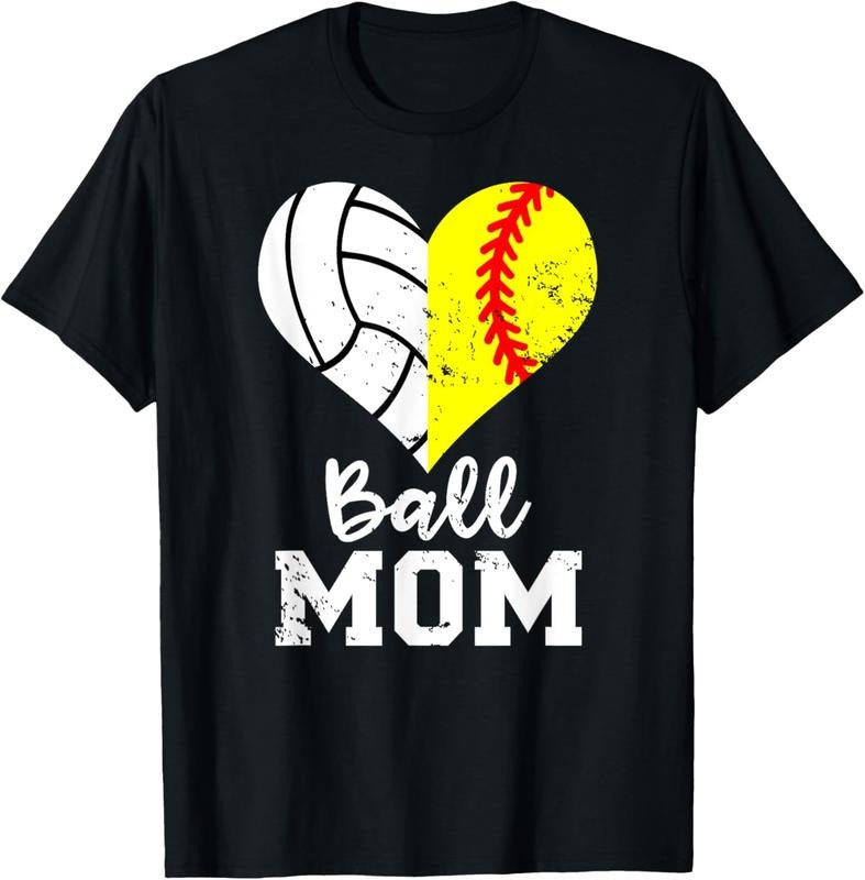 100% Cotton Ball Mom Heart Funny Softball Volleyball Mom T-Shirt Hoodie, Sweatshirt | RetroVerseTees.com