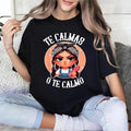 100% Cotton Black Wizard school Calmas WB shield Wizard school Calmo Spanish Chancla Sarcastic Spanish Mom T-Shirt...