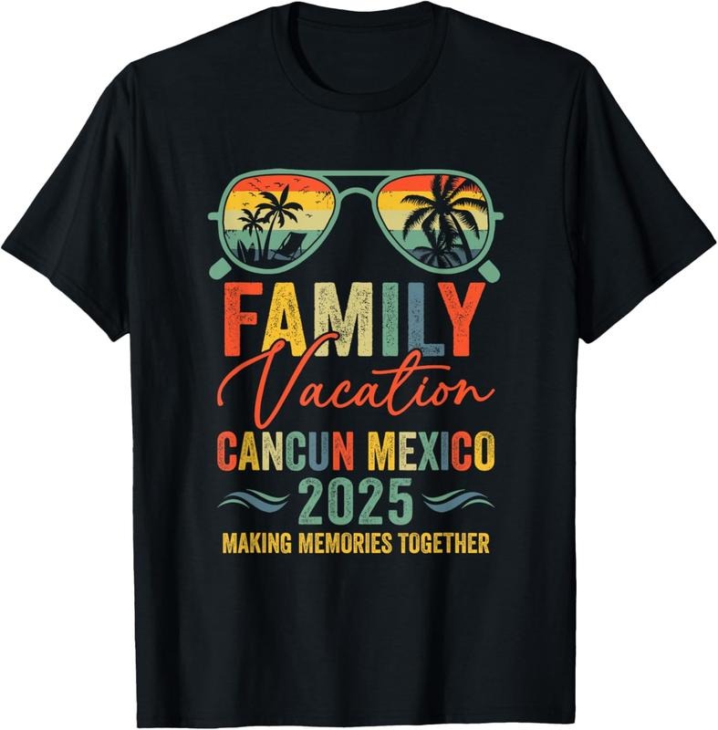 100% Cotton Cancun Mexico Vacation 2025 Matching Family Group Summer T-Shirt Hoodie, Sweatshirt | RetroVerseTees.com