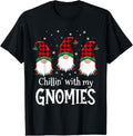 100% Cotton Chillin' With My Gnomies Buffalo Red Plaid Christmas Gnome T-Shirt Hoodie, Sweatshirt | RetroVerseTees.com