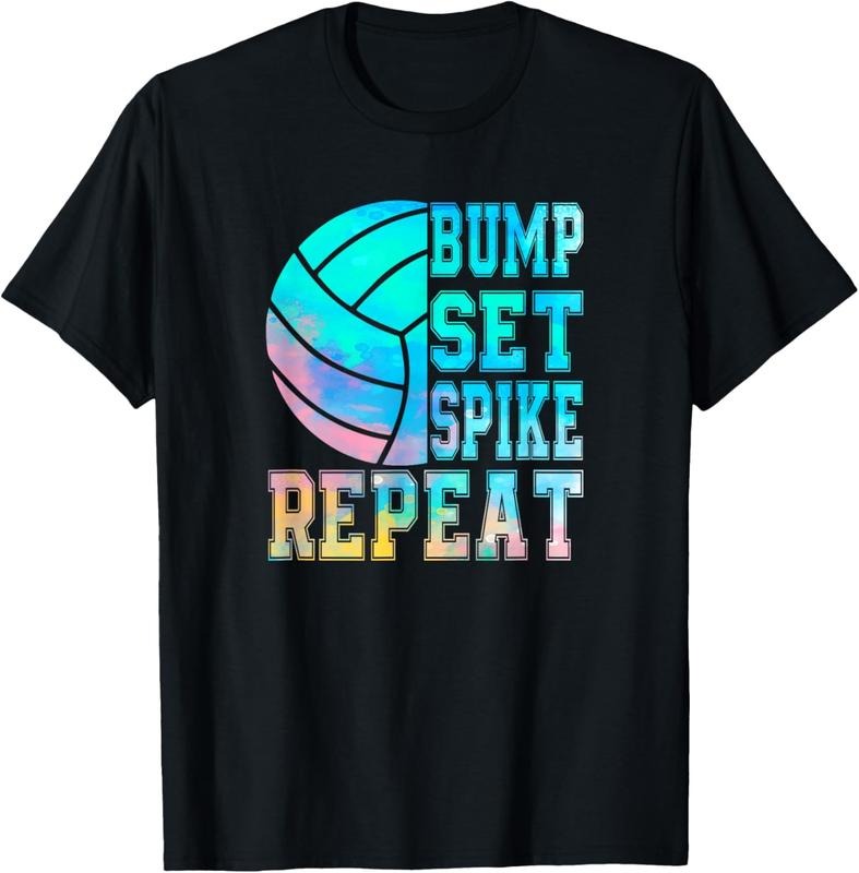 100% Cotton Colorful Teen Girls Volleyball Bump Set Spike Repeat T-Shirt Hoodie, Sweatshirt | RetroVerseTees.com