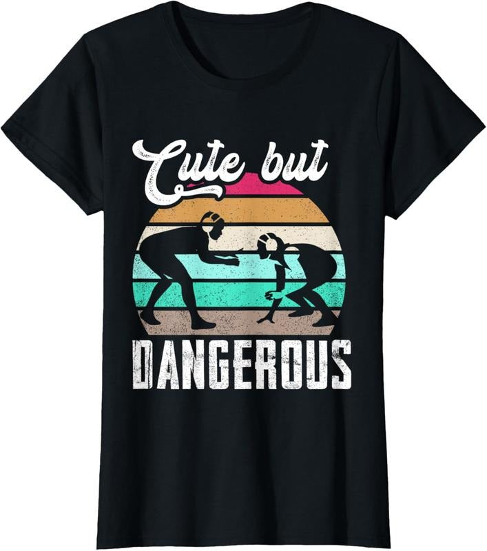 100% Cotton Cute But Dangerous Girls Wrestling Women Teen Girls T-Shirt Hoodie, Sweatshirt | RetroVerseTees.com