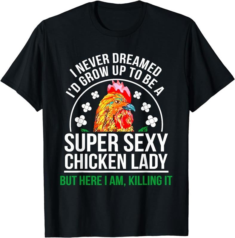 [100% Cotton]Funny Crazy Chicken Farmer Lady Women T-Shirt Hoodie, Sweatshirt | RetroVerseTees.com