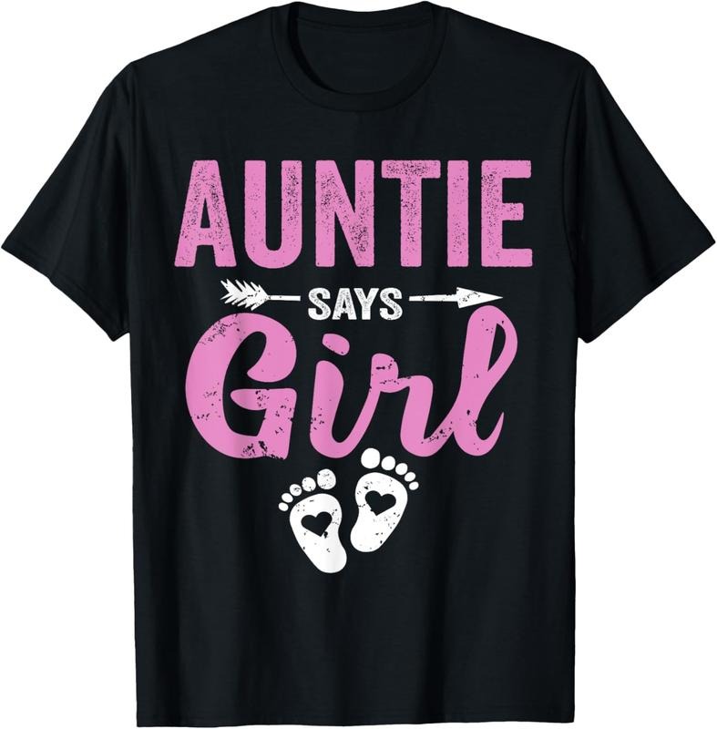 100% Cotton Gender Reveal Auntie Says Girl Family  Party Team Pink T-Shirt Hoodie, Sweatshirt | RetroVerseTees.com