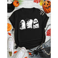 100% Cotton Ghost Holding Black Cat Funny Halloween Cat Lovers Women Tee T-Shirt Print Round Neck Short Sleeve Streetwear...