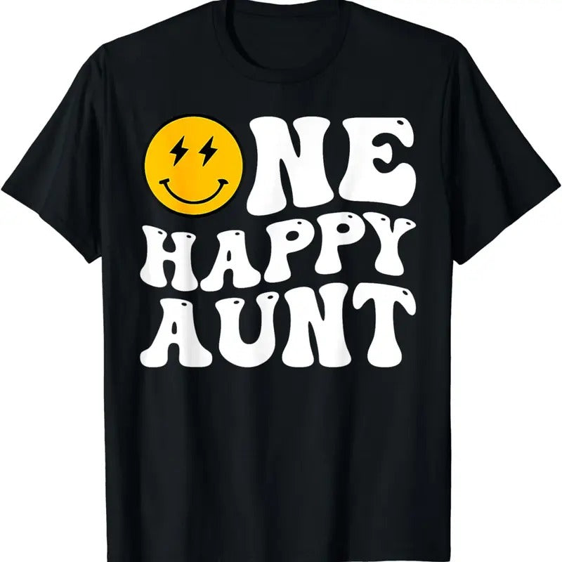 [100% Cotton]Groovy One Happy Dude Aunt 1st Birthday Family Matching T-Shirt Hoodie, Sweatshirt | RetroVerseTees.com