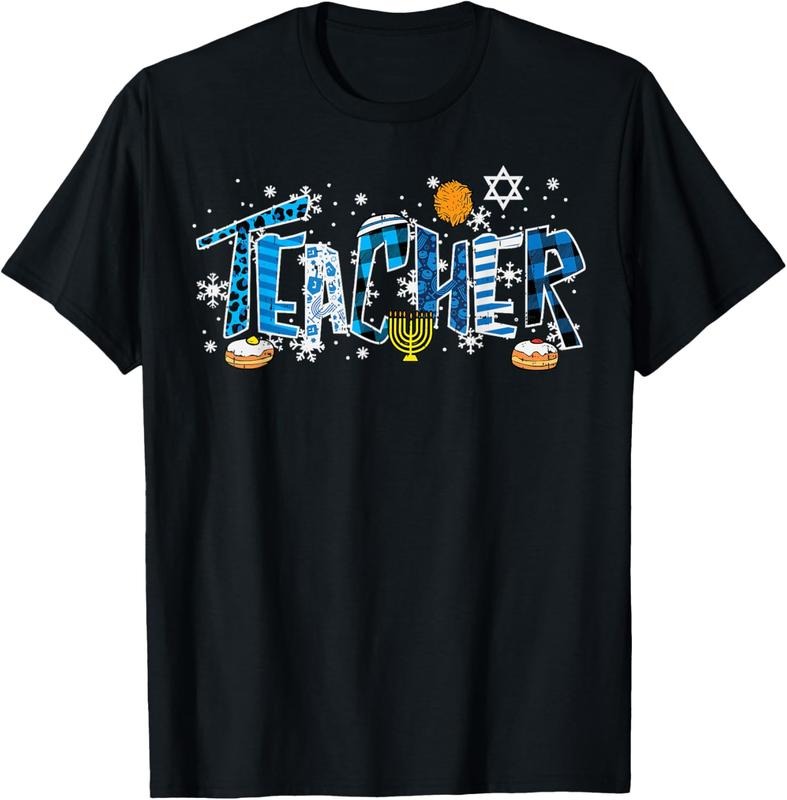 100% Cotton Hanukkah Leopard Plaid Teacher Chanukah Jewish Women Men T-Shirt Hoodie, Sweatshirt | RetroVerseTees.com