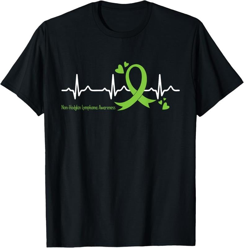 100% Cotton Heartbeat Lime Green Ribbon Non-Hodgkin Lymphoma Awareness T-Shirt Hoodie, Sweatshirt | RetroVerseTees.com