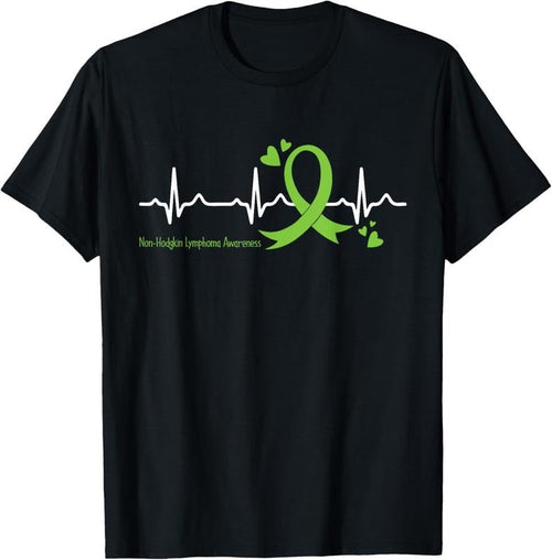 100% Cotton Heartbeat Lime Green Ribbon Non-Hodgkin Lymphoma Awareness T-Shirt Hoodie, Sweatshirt | RetroVerseTees.com