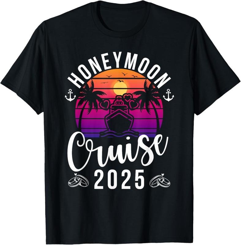 100% Cotton Honeymoon Cruise 2025 Ship Trip Couples Matching Vacation T-Shirt Hoodie, Sweatshirt | RetroVerseTees.com