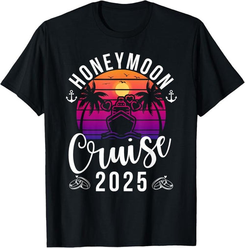 100% Cotton Honeymoon Cruise 2025 Ship Trip Couples Matching Vacation T-Shirt Hoodie, Sweatshirt | RetroVerseTees.com