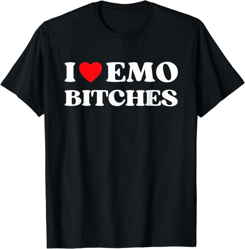 [100% Cotton]I Heart Emo Bitches Funny Quote Red Heart Emo Girl Style T-Shirt Hoodie, Sweatshirt | RetroVerseTees.com