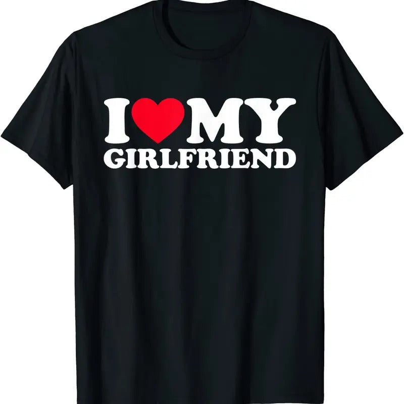 [100% Cotton]I Love My Girlfriend Shirt I Heart My Girlfriend Shirt GF T-Shirt Casual Top Summer Short Sleeve Womenswear...