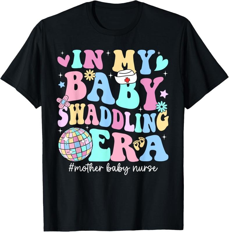 100% Cotton In My  Swaddling Era Mother  Nurse Postpartum Groovy T-Shirt Hoodie, Sweatshirt | RetroVerseTees.com