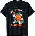 100% Cotton Just A Boy Who Loves Basketball T-Shirt Hoodie, Sweatshirt | RetroVerseTees.com