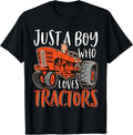 100% Cotton Just A Boy Who Loves Tractors Cute Funny Tractor Farming T-Shirt Hoodie, Sweatshirt | RetroVerseTees.com