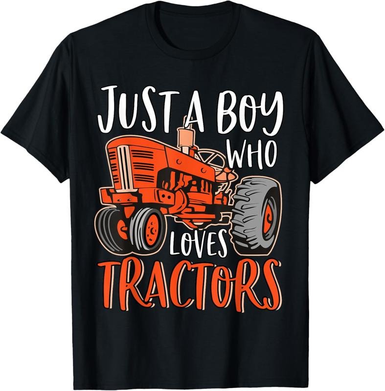 100% Cotton Just A Boy Who Loves Tractors Cute Funny Tractor Farming T-Shirt Hoodie, Sweatshirt | RetroVerseTees.com