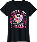 100% Cotton Just A Girl Who Loves Chickens Funny Chicken T-Shirt Hoodie, Sweatshirt | RetroVerseTees.com